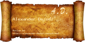 Alexander Dezső névjegykártya